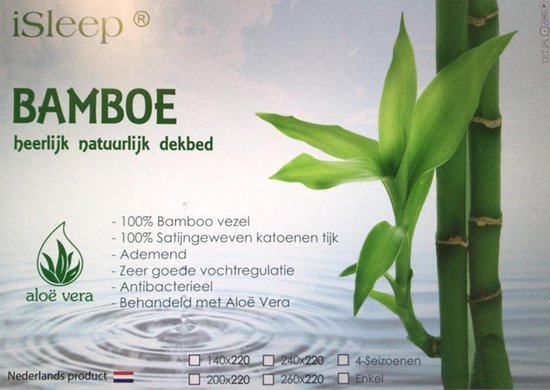 wang zwavel Tweet iSleep Bamboo DeLuxe 4-Seizoenen Dekbed - 100% Bamboe - Tweepersoons -  200x220 cm | bol.com