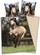 Paard - Flanel - Dekbedovertrek - Eenpersoons - 140x200 cm + 1 kussensloop 60x70 cm - Multi