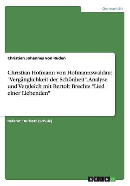 Christian Hofmann Von Hofmannswaldau Die Welt Christian Hofmann von Hofmannswaldau | 9783656669982 | Christian