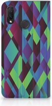 Huawei P Smart Plus Standcase Hoesje Design Abstract Green Blue