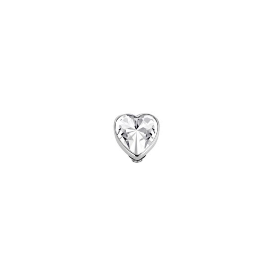 Melano Friends Valentine heart zetting - zilverkleurig - crystal - dames - 7 mm