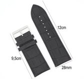Horlogeband Leer 28mm - Croco Band + Push Pin - leer Zwart - Sarzor