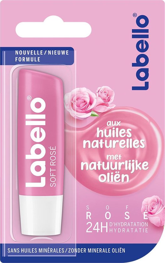 Labello Lippenbalsem Soft Rosé 24H - lipbalm met natuurlijke oliën - droge lippen