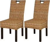 Eetkamerstoelen Kubu 2 stuks rattan mangohout (incl. vloerviltjes)