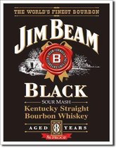 Jim Beam Black Label .  Metalen wandbord 40,5 x 31,5 cm.