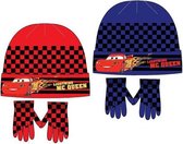 Cars blauwe muts + handschoenen maat 54 - Lightning Mc Queen