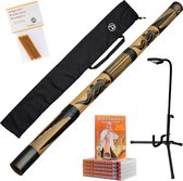 Compleet 5 delig didgeridoopakket! Didgeridoo (120cm) inclusief nylon didgeridoobag, lesvideo (85 min. engels gesproken), bijenwas en stabiele didgeridoostandaard | bekijk de video!
