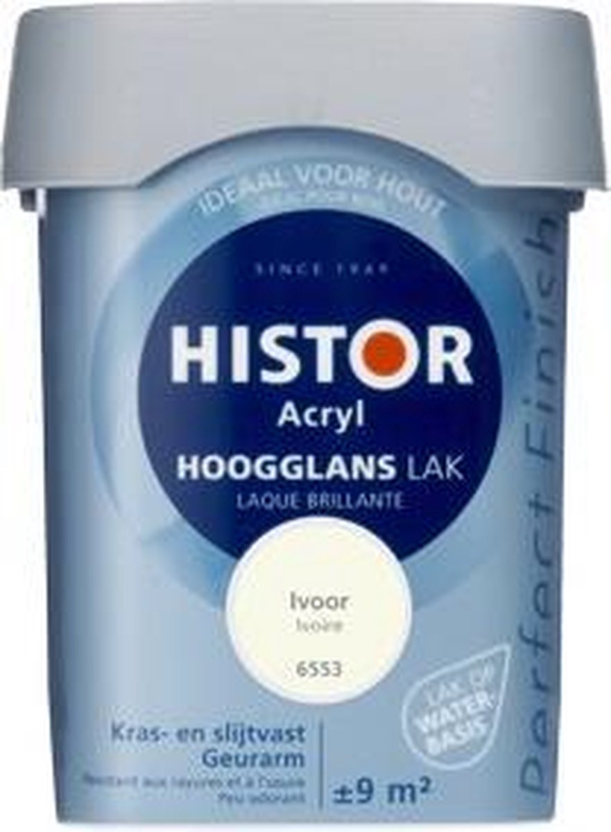 Histor Perfect Finish Lak Acryl Hoogglans 0,75 liter - Ivoor