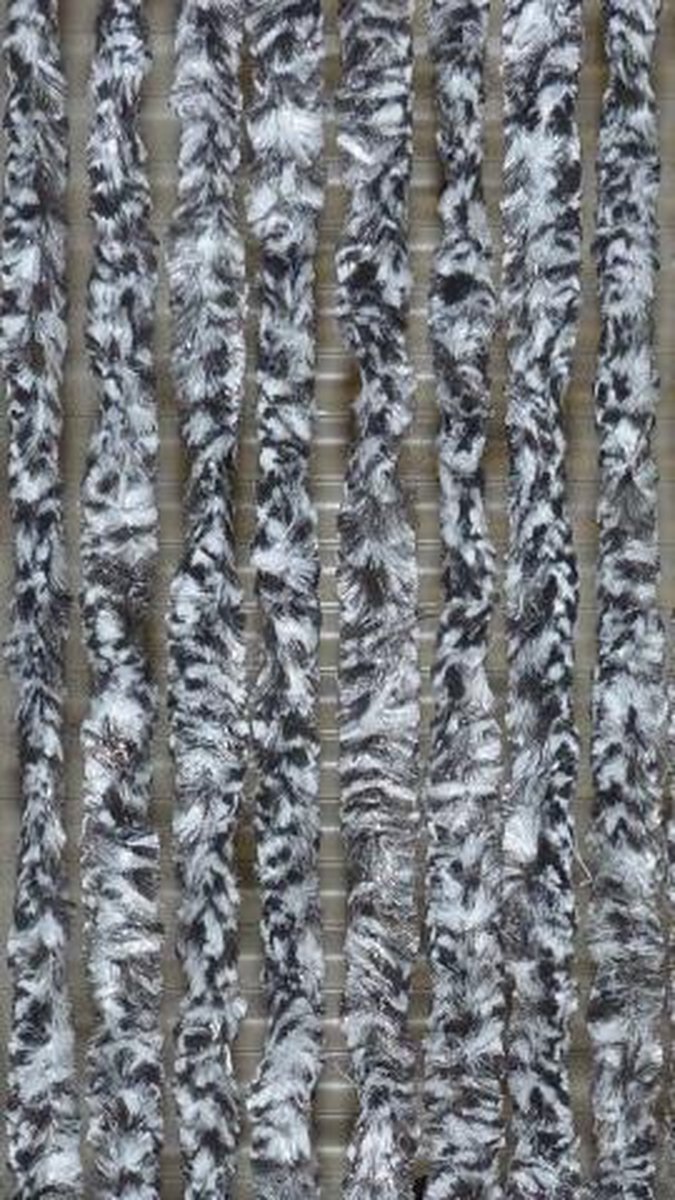 Vliegengordijnenexpert - Kattenstaart - 100x230 cm - Zwart-Wit Gevlamd