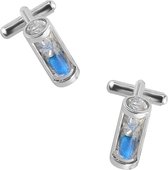 Fako Bijoux® - Manchetknopen - Zandloper - 20x8mm - Zilverkleurig - Blauw
