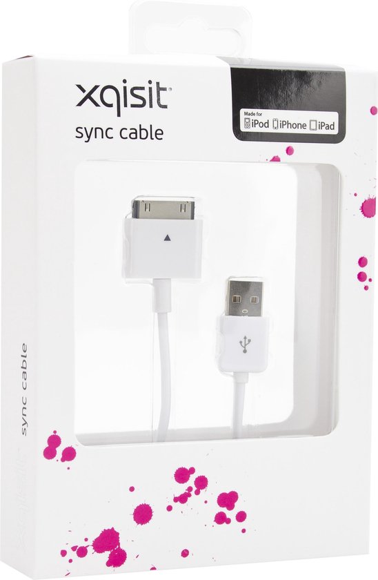 XQISIT Apple 30-pins naar USB Kabel - Wit - XQISIT