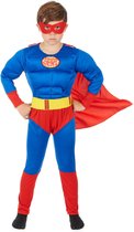 LUCIDA - Rood met blauw superhelden kostuum voor jongens - S 110/122 (4-6 jaar)