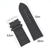 Horlogeband Leer 26mm - Croco Band + Push Pin - Zwart - Sarzor