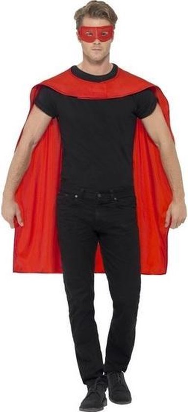 Smiffys Cape met oogmasker - verkleed kleding - voor volwassenen - zwart