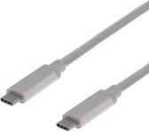 DELTACO USBC-1369 USB-C naar USB-C kabel 30W USB PD (3.1 Gen 2) - 2m - Zilver