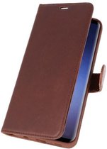 Mocca Rico Vitello Echt Leren Bookstyle Wallet Hoesje voor Samsung Galaxy S9 Plus