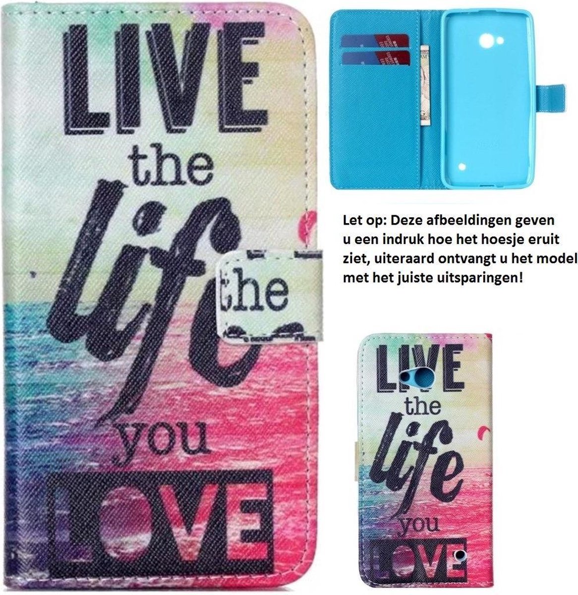 iCarer Live the life wallet case hoesje Microsoft Lumia 950