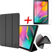 Samsung Galaxy Tab A 10.1 2019 Hoes + Screenprotector - Smart Book Case Siliconen Hoesje - iCall - Zwart