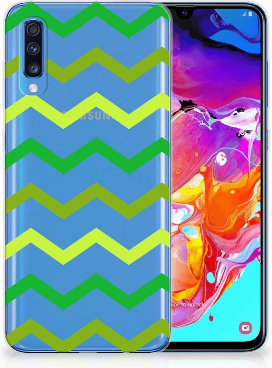 Samsung Galaxy A70 TPU bumper Zigzag Groen