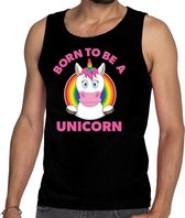 Born to be a unicorn pride tanktop/mouwloos shirt - zwart regenboog homo singlet voor heren - gay pride S