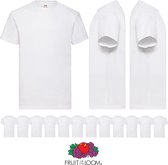 Pack de 12 t-shirts blancs Fruit of the Loom Valueweight de taille XL avec un col rond