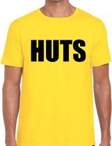 HUTS tekst t-shirt geel heren M