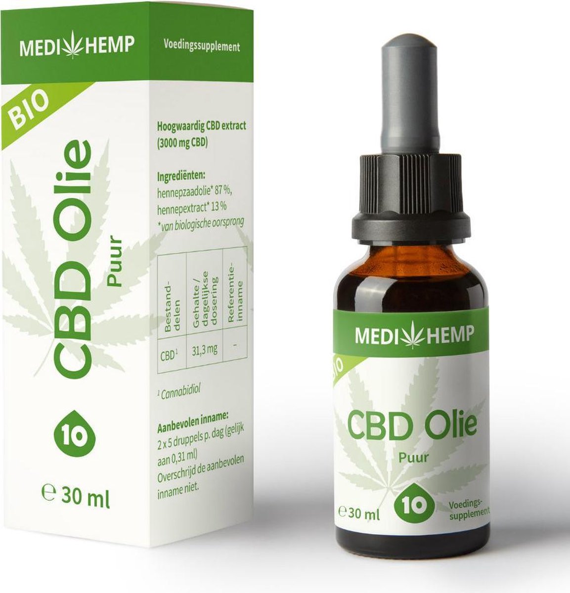 Goedkoopste Medihemp CBD olie puur (10 ) BIO 30ml