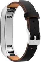 PU Lederen Horloge Band Geschikt Voor Fitbit Alta (HR) - Watchband - Strap Armband - Polsband -  Large - Zwart