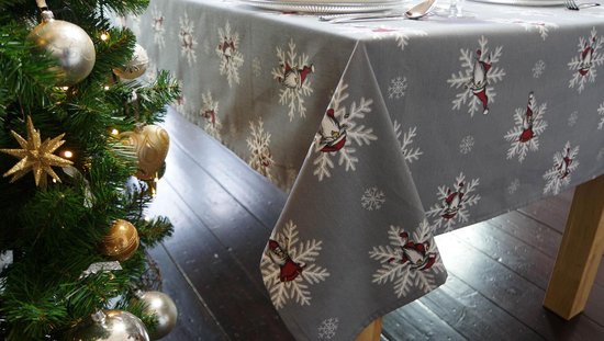 Tafelkleed Katoen - 145x240cm Kerst Snoflingan - Grijs | bol.com