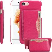 For  iPhone 8 & 7  lederen hoesje Back Shell Cover met houder & Card Slot & Wallet(hard roze)