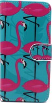 Samsung Galaxy A6 Plus Hoesje met Print - Portemonnee Book Case - Kaarthouder & Magneetlipje - Flamingo's