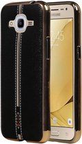 Coque arrière en TPU M-Cases Design en cuir Zwart pour Samsung Galaxy J2 2016