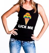 Lick me gaypride tanktop/mouwloos shirt zwart voor dames S