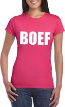 Boef tekst t-shirt roze dames XL