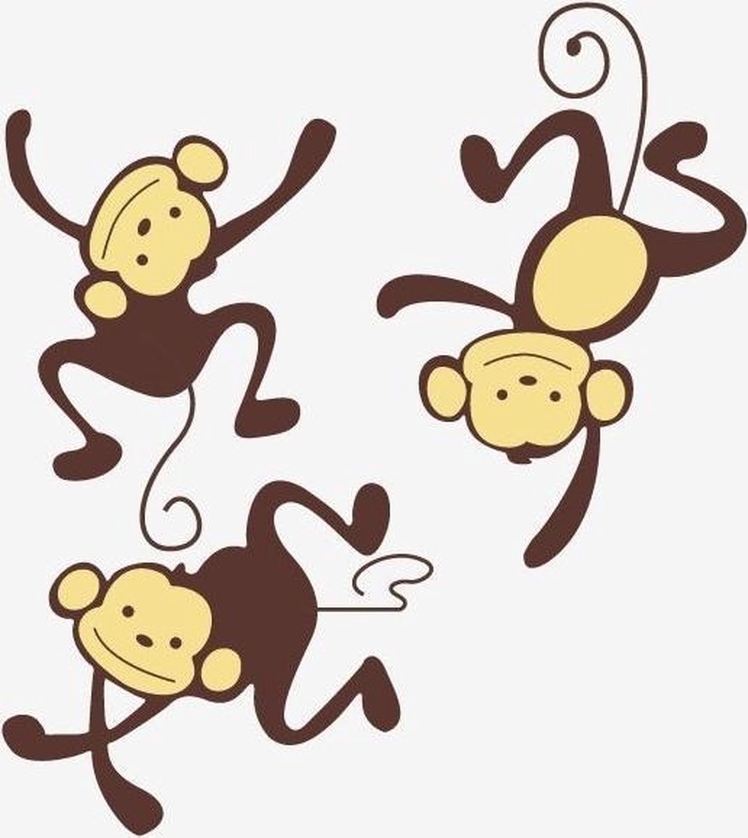 Muursticker aap babykamer 3 stuks / muursticker jungle aapjes bruin