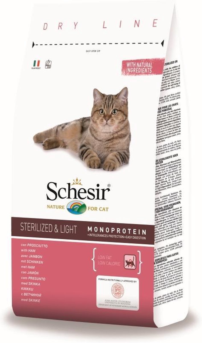 Schesir Sterilized & Light Ham - Kat - Volledig droogvoer - 3 x 400 gr