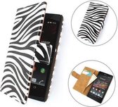 TCC Luxe Hoesje Sony Xperia C Book Case Flip Cover C2305 - Zebra