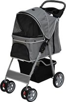 HiPet® Inkapbare Hondenbuggy tot 20 kg Met Grote Boodschappenmand - Grijs