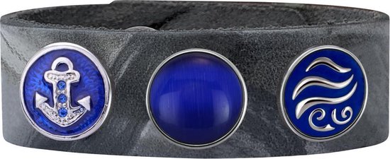 Quiges - Dames Click Button Drukknoop 18mm Cirkels Blauw - EBCM003
