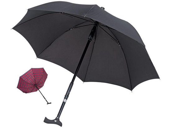 Uni noir | Canne de marche double avec parapluie | + Bracelet gratuit |  bol.com