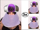 3x Arabische muts paars met sluier