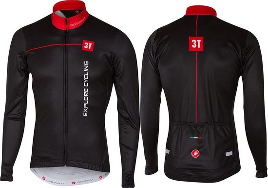 Castelli 3T Thermal - Fietsshirt - Lange Mouw - Heren Maat M- Zwart/Rood |