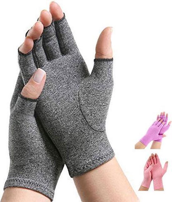 Therapeutische Reuma Artritis Compressie Handschoenen voor Pijnverlichting, Ondersteuning & Verbetering van de Bloedsomloop | Grijs Large - Pro-orthic