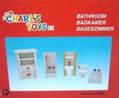 Houten badkamersetje poppenhuis Charl's Toys