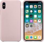 Luxe siliconen hoesje - zand roze - voor Apple iPhone X en iPhone XS - suède binnenkant