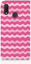 Huawei P Smart Plus Uniek Standcase Hoesje Waves Pink