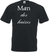 Mijncadeautje Unisex T-shirt zwart (maat L) Man des huizes