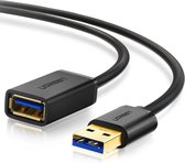 UGREEN USB 3.0 verlengkabel - 5Gbps - goud-vergulde connectoren - 1 meter - zwart