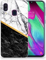 Geschikt voor Samsung Galaxy A40 Back Cover Marble White Black