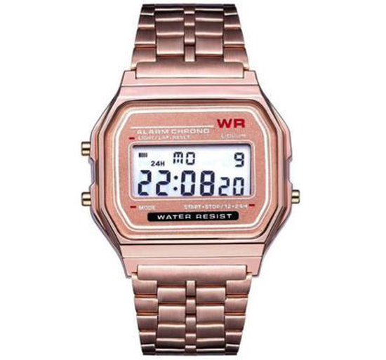 Hidzo Horloge Digital Watch ø 37 mm - Rose-Goud - Staal | bol.com